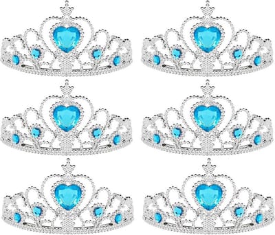 Uitdeelzakjes - uitdeelcadeautjes voor traktatie - Speelgoed - Prinsessen Tiara - Kroon - 6-pack - Verkleedkleren Meisje - Blauw