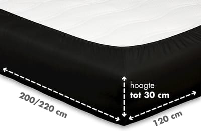 Beter Bed Select Jersey Hoeslaken - 120 x 200/210/220 cm - 100% Katoen - Matrasbeschermer - Matrashoes - Zwart