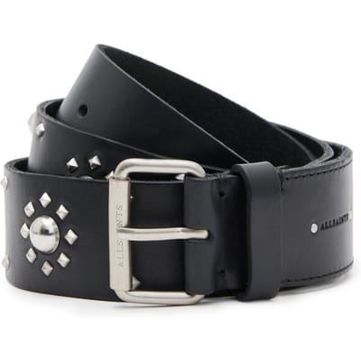 AllSaints Rayen Stud Belt Black/antq Nickel Maat: XL | Riemen Outlet | Dames | Zwart