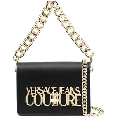Versace Jeans Couture Gouden Logo Ketting Schouderband Kunstleer Handtas Dames handtassen Zwart 75VA4BL3ZS467899 Basic Set (Bag+Dust Bag) gray