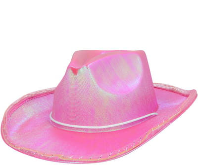 Boland - LED hoed cowboy Pearl roze Roze - 58 - Volwassenen - Unisex - Festival - met LED lampjes