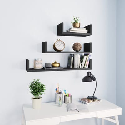 vidaXL - Wandschappen - 3 - st - bewerkt - hout - grijs