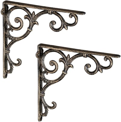4x plankdrager antiek - set - schapdragers - plankendragers - gietijzer - brons