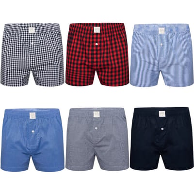MG-1 Wijde Boxershorts Heren 6-Pack Multipack D900 Geweven Katoen - Maat M - Losse boxershort heren