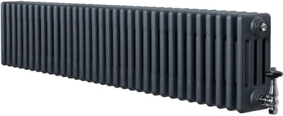 4-kolomsradiator - grijs - 300x1505 mm - thermostaatkraan