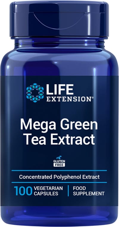 Life Extension - Mega Groene Thee extract - 100 capsules - Gestandaardiseerd op 98% Polyfenolen, waarvan 45% EGC - Bevat slechts een Kleine Hoeveelheid Cafeïne - Voedingssupplementen
