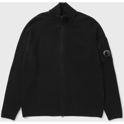WAFFLE KNIT COTTON ZIP LENS CARDIGAN