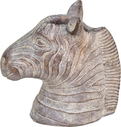 Bloempot voor Binnen – Grijs – Rustieke Pot – 16x10x15 cm – Steen – Zebra-motief