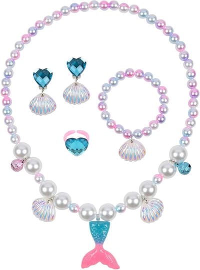 5-delig verkleedset voor meisjes met zeemeermin en prinses thema - Perfect voor verjaardagen, kerst en speciale gelegenheden, gemaakt van hoogwaardige materialen