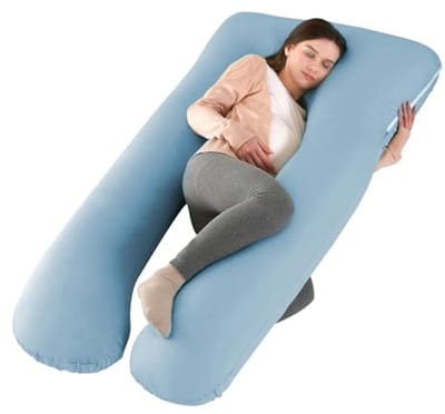 Zwangerschapskussen - U-vormig kussen - Comfort Tijdens Slaap - Afneembare hoes - 80 cm - Blauw