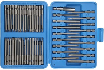 longziming -Schroevendraaier Bitset 50-delig - CR-V Staal - Magnetische Bithouder - Extra Lange Bits - Professionele Bitset in Opbergbox - Voor Reparatie, Auto, Bouw - Blauw