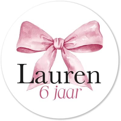 Traktatie stickers met naam – Strikje – 44 stuks – Verjaardag kind