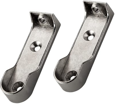 SOTECH 1 paar ovale buisdragers 30 x 15 mm (zijdelingse montage onder de constructie) gepolijst chroom metaal Kaststanghouders voor ovale kledingstangen Garderobe stang