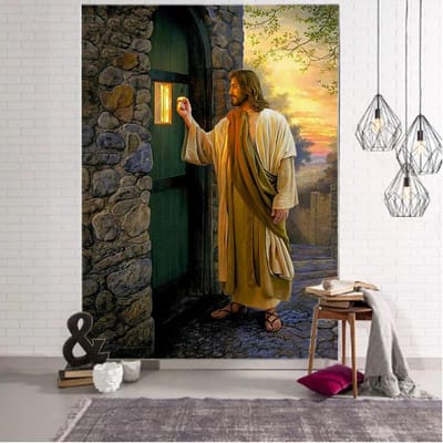 1 pièce Tapisserie murale religieuse Tapisserie de Jésus-Christ Accroche murale chrétienne Tapisseries religieuses de Jésus Dieu Pour la décoration de la maison et de la chambre à coucher 40X60cm