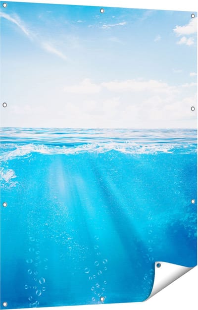 Gards Tuinposter Helder Blauwe Zee onder Water - 90x120 cm - Tuindoek - Tuindecoratie - Wanddecoratie buiten - Tuinschilderij