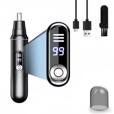 Ynkkvre -Neushaartrimmer - Oortrimmer - Baardtrimmer - Wenkbrauw Trimmer - Neushaartrimmers Heren - Neustrimmer Oplaadbaar - Led-Scherm - Dubbele Rand - Afspoelbaar - Usb Oplaadbaar - Voor Neus En Oorhaar - Voor Mannen En Vrouwen - Zwart
