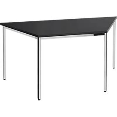 Vergadertafel, trapezium 1600 x 800 mm, zwart