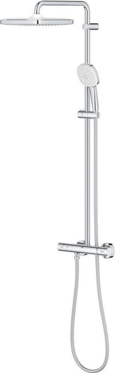 GROHE Tempesta 250 Cube Regendoucheset - hoofddouche 25cm - vierkante handdouche - 2 straalsoorten - met thermostaatkraan - chroom
