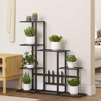 Bloemenstandaard - Plantenrek - Planten Tonen - Stevig Metaal - 945x25x88 cm - Zwart