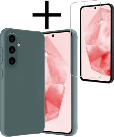 Hoesje - Met Screenprotector - Geschikt voor Samsung Galaxy A35 - Sterk & Shockproof - Back Cover - Siliconen Case - Telefoon Hoes - Donkergroen