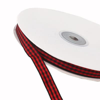 Dailygoody - Geruite Lint - Cadeaulint - Decoratief Lint - Rood/Zwart - Knutselen - Geschikt voor Feestelijkheden - 45 Meter