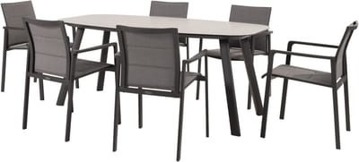 Manolo Cortina dining tuinset 180x95xH75 cm 7 delig keramiek antraciet Taste 4SO
