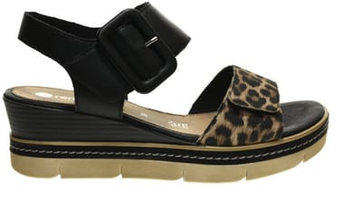 Zwarte Damessandaal Sleehak Leopard maat 38