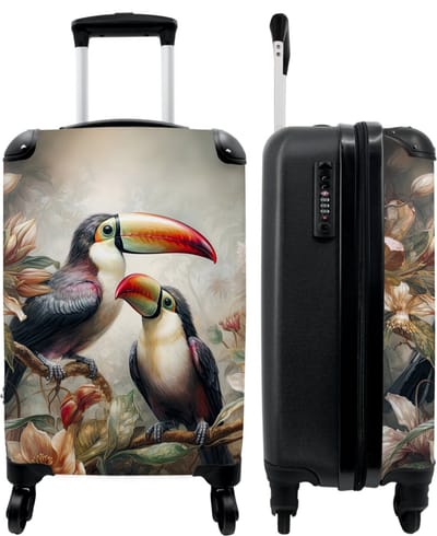 NoBoringSuitcases.com - Jungle koffer - Past binnen 55x40x20 cm en 55x35x25 cm - Vakantie benodigheden reistas - Trolley handbagage koffertje - Valiezen met wieltjes volwassenen - Reiskoffer op wielen reistrolley - Valies rolkoffer lichtgewicht klein