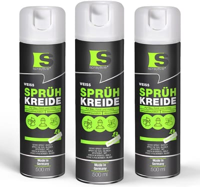 Spraytive 3x 500ml spuitkrijt wit markeerspray afwasbaar krijtspray voor tijdelijk markeren op asfalt gras en beton hoge dekking