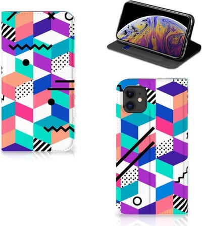 Apple iPhone 11 Stand Case Blokken Kleurrijk