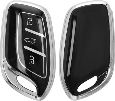 kwmobile autosleutel hoesje geschikt voor MG 3-knops ZS MG4 MG5 MG6 hoes - TPU autosleutel behuizing - Beschermende auto sleutel case - Sleuteletui in zwart / zilver