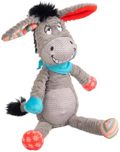 Flamingo hondenspeelgoed – Molly Ezel Grijs 34cm – pluche knuffel met squeaker – zacht hondenspeeltje voor binnen