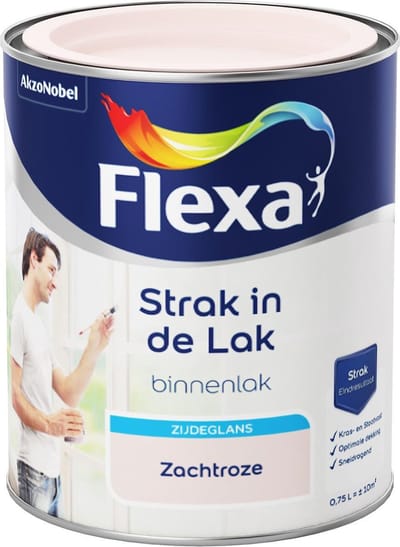 Flexa - Strak in de Lak - Watergedragen - Zijdeglans - Zachtroze - 750 ml