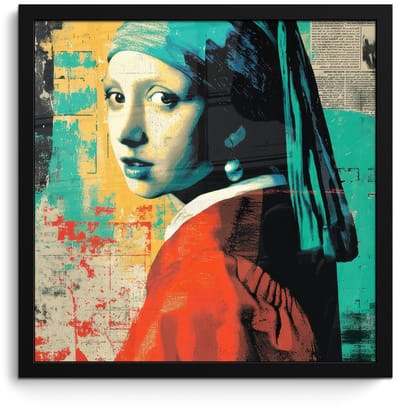 Poster in lijst - Fotolijst 40x40 cm - Posters - Klassiek - Pareloorbel - Streetartstijl - Kleurrijk - Posterlijst zwart - Decoratie - Wanddecoratie woonkamer - Muurdecoratie slaapkamer