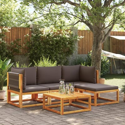 vidaXL - 5-delige - tuinset - met - kussens - van - acaciahout - en - touw