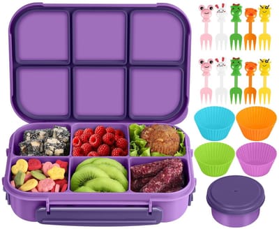 Dailygoods- Lunchbox - Lekvrije Bento Box - 6 Compartimenten - Voedselveilige PP Materialen - Herbruikbaar - Geschikt voor Kinderen 3+