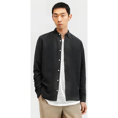 AllSaints Laguna Ls Shirt Washed Black Maat: S | Casual Overhemden Outlet | Heren | Zwart