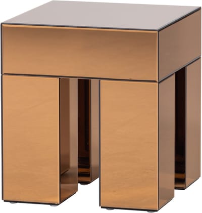 WOOOD Mirrox Bijzettafel - Hout/Spiegelglas - Bruin - 50x45x45