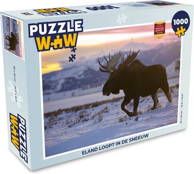Puzzel Eland loopt in de sneeuw - Legpuzzel - Puzzel 1000 stukjes volwassenen