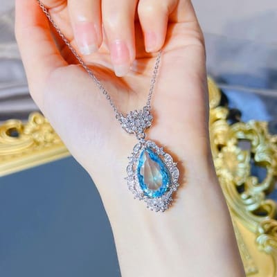 Echte 925 Sterling Zilveren Saffier Hanger Voor Vrouwen Trendy 45cm Saffier Ketting Sieraden Vrouwen Naszyjnik Hangers blauw