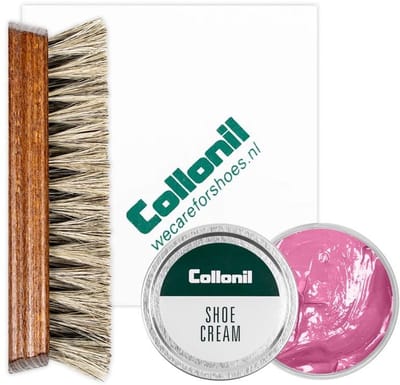 Collonil schoenpoets | Schoenpoets set | Shoe cream | Borstel | Poetsdoek | Kleur: Fuchsia