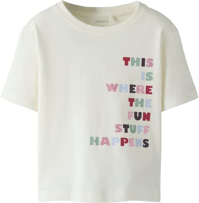 NAME IT - NMFBELINA SS NREG TOP PB - Meisjes - T-shirts - ecru - maat 104