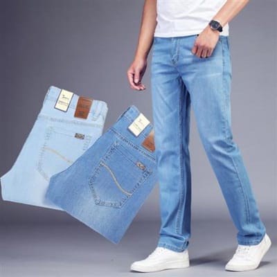 Heren Jeans Lente en Zomer Meerkleurig Optioneel Jeans Dun Recht Los Casual Lange Broek Casual Los Eenvoudige Jeans 31 gray