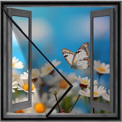 Horren Raam - Insectenwering Gordijn - Buiten Houden - Zonder Boren - 90x135cm - Zwart