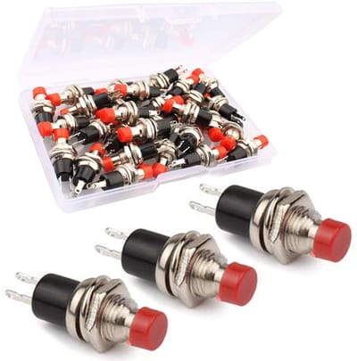 30x Rode Mini Drukknoppen 7mm - SPST ON-OFF - Ideaal voor Modelspoor Hobby's