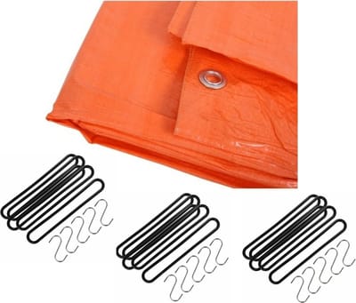 Benson - Afdekzeil oranje 3 x 5 meter met 15x spanrubbers en S-haken