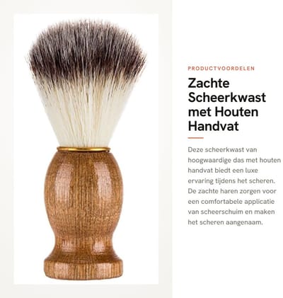 Dailygoods- Scheerkwast Zachte Dassenhaar - Houten Handvat - Synthetisch Materiaal - Ergonomisch Ontwerp - Comfortabele Ervaring - Voorkomt Scheerirritatie - Scheerborstel