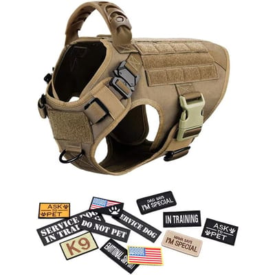 Militair Groot Hondentuig Halsband Riem Tassen Patches Set Huisdier Mechelse Herder Trainingsvesten Tactische Hondentuigen Accessoires (as the picture,L)
