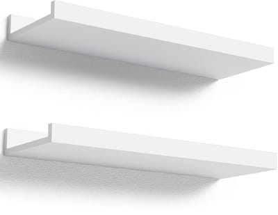 HOUSE Witte zwevende planken voor muur, set van 2, 40 cm houten zwevende planken modern voor foto rand display, wanddecoratie, voor kamerdecoratie, woonkamer, slaapkamer, badkamer, keuken