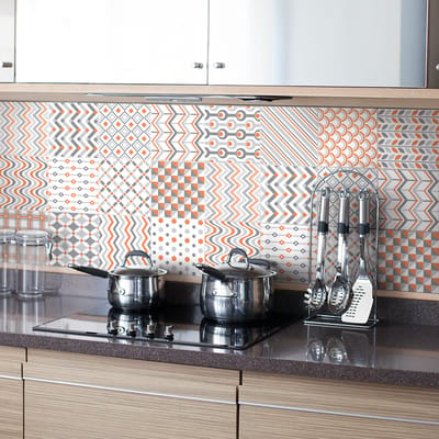 Zelfklevende muurtegelstickers voor keuken en badkamer - 24 Makati Etnische Cement Tegelstickers - 24 stickers 15x15cm